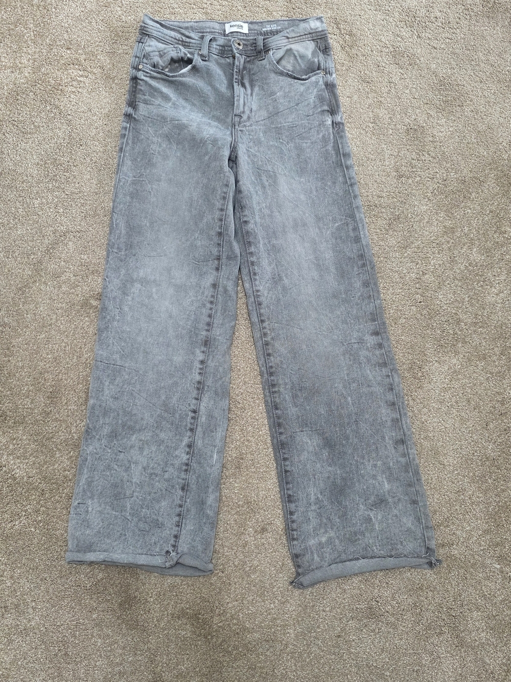 Y2K 90s Baggy Wide Leg Raw Hem Grunge Streetwear Kensie Kaya Jeans 4/27
